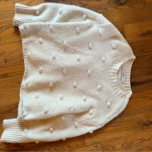 Zara Cream Textured Crew Neck Sweater